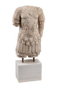 A Continental Marble Torso of a Roman Soldier
