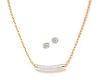 A 14 Karat Yellow Gold and Diamond Necklace and Earrings, 12.20 dwts.