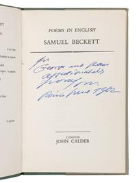 BECKETT, Samuel (1906-1989). Poems in English . London: John Calder, 1961.