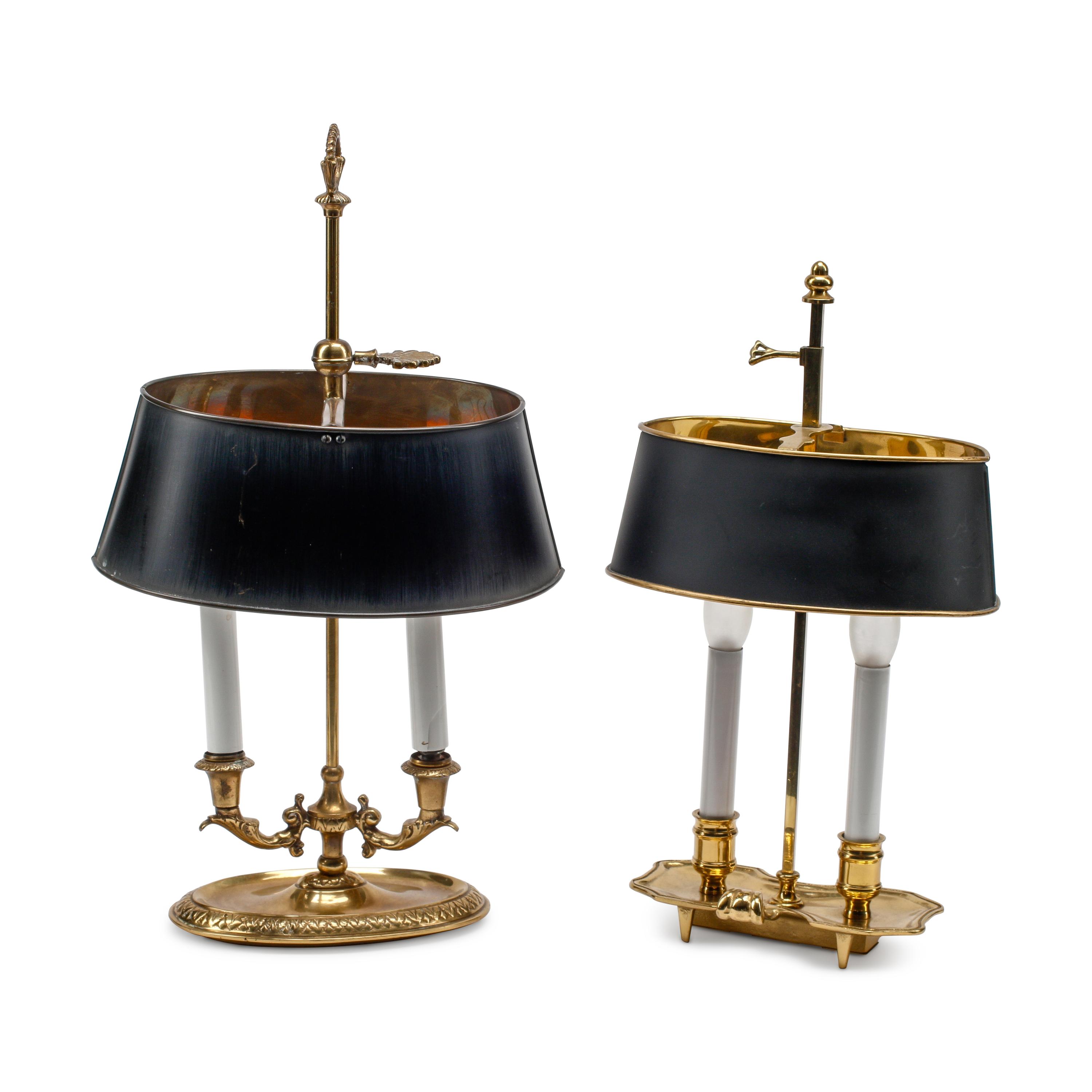 Two Brass and Tole Bouillotte Lamps