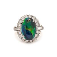 BLACK OPAL AND DIAMOND RING