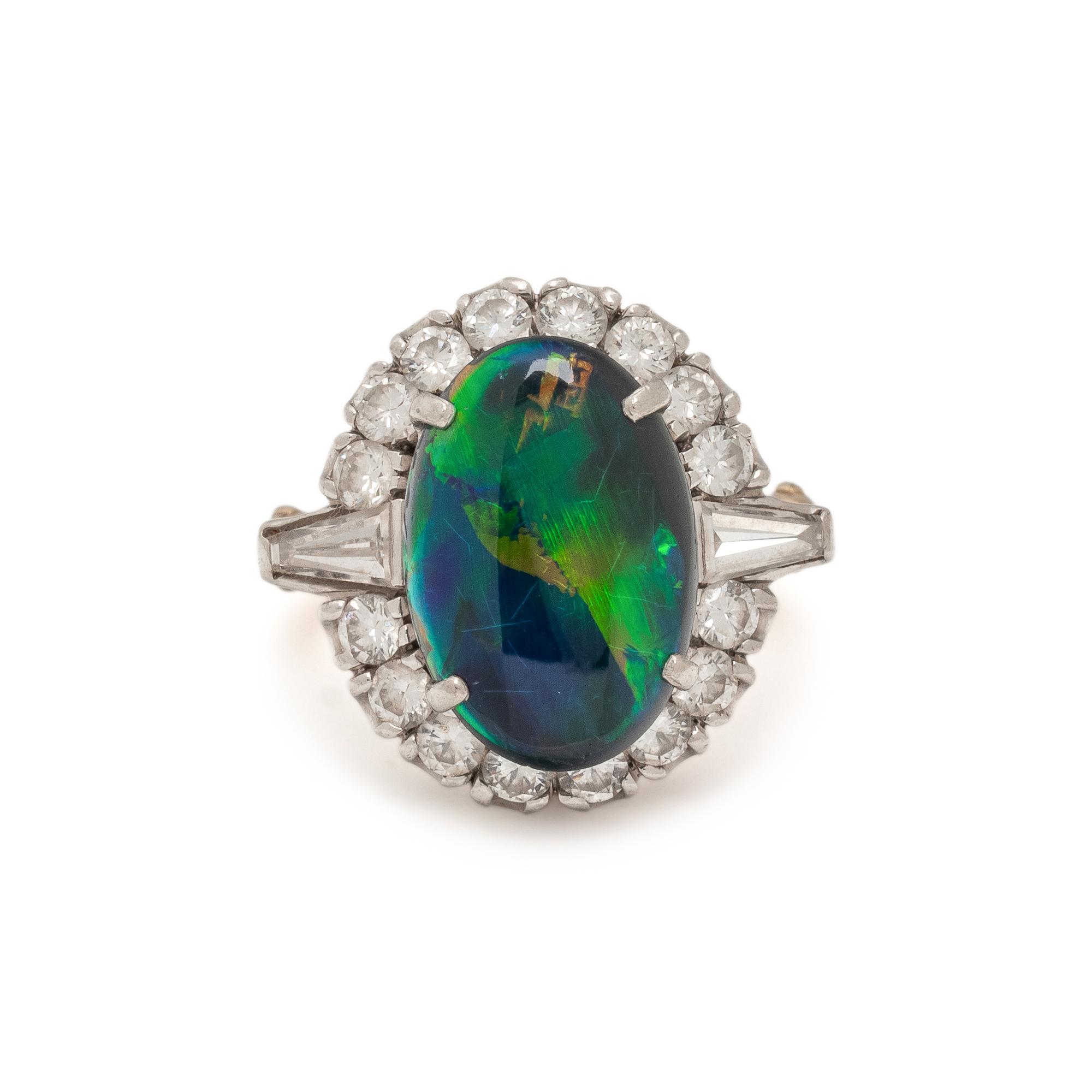 BLACK OPAL AND DIAMOND RING