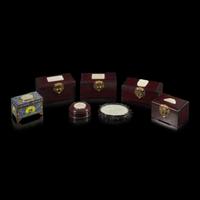 Seven Chinese Jade Inset Plaques and Boxes, Jade: 19th-Early 20th Century — 晚清-民國 掐絲琺琅、硬木嵌玉文房一組七件