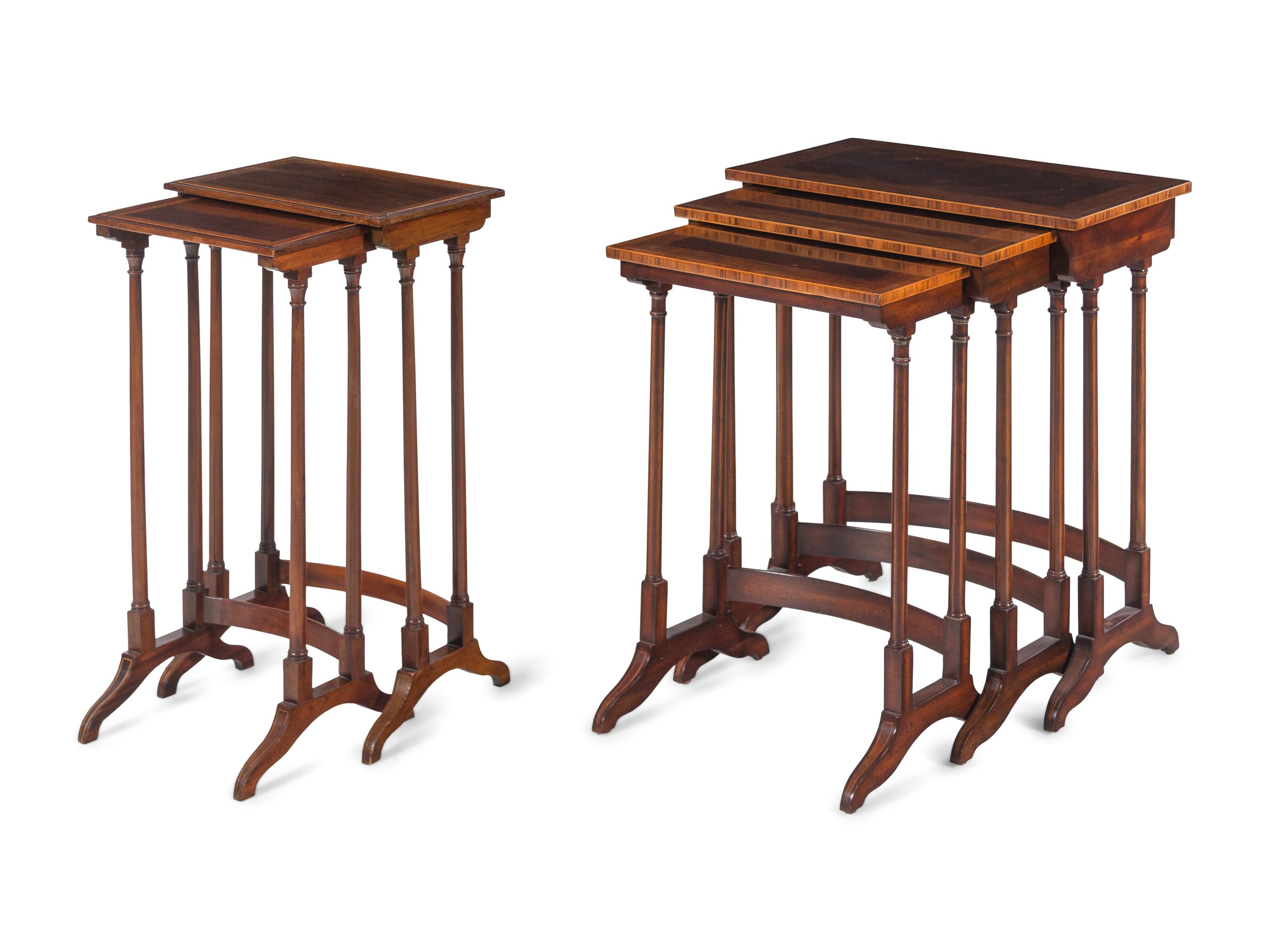 Two Sets of Regency Style Mahogany Nesting Tables