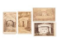 [LINCOLN, Abraham (1809-1865)]. 8 CDVs of Oak Ridge Cemetery in Springfield, IL, ft. Lincoln's tomb and receiving vault.