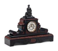 A French Metal, Marble and Slate Mantel Clock