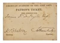 [Americana] Trumbull, John. Engraved Admission Ticket for the American Academy of the Fine Arts