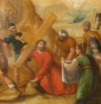 Two Belgian Paintings on Alabaster Depicting Scenes from the New Testament