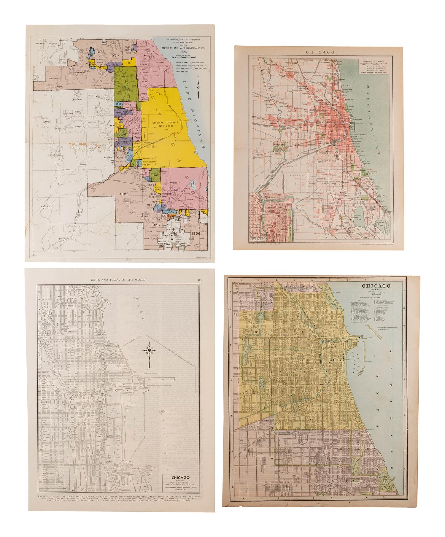 [MAPS & ATLASES - CHICAGO]. A group of Chicago maps, comprising: