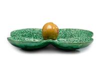 A Glazed Earthenware Leaf Form Relish Tray