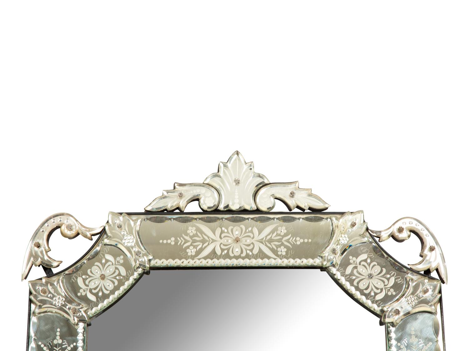 A Venetian Style Etched Glass Pier Mirror