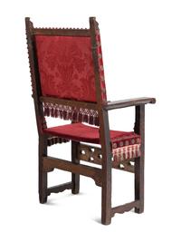 A Pair of Continental Walnut Armchairs