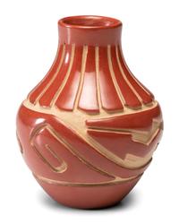 Redware Pottery Jar, with Avanyu