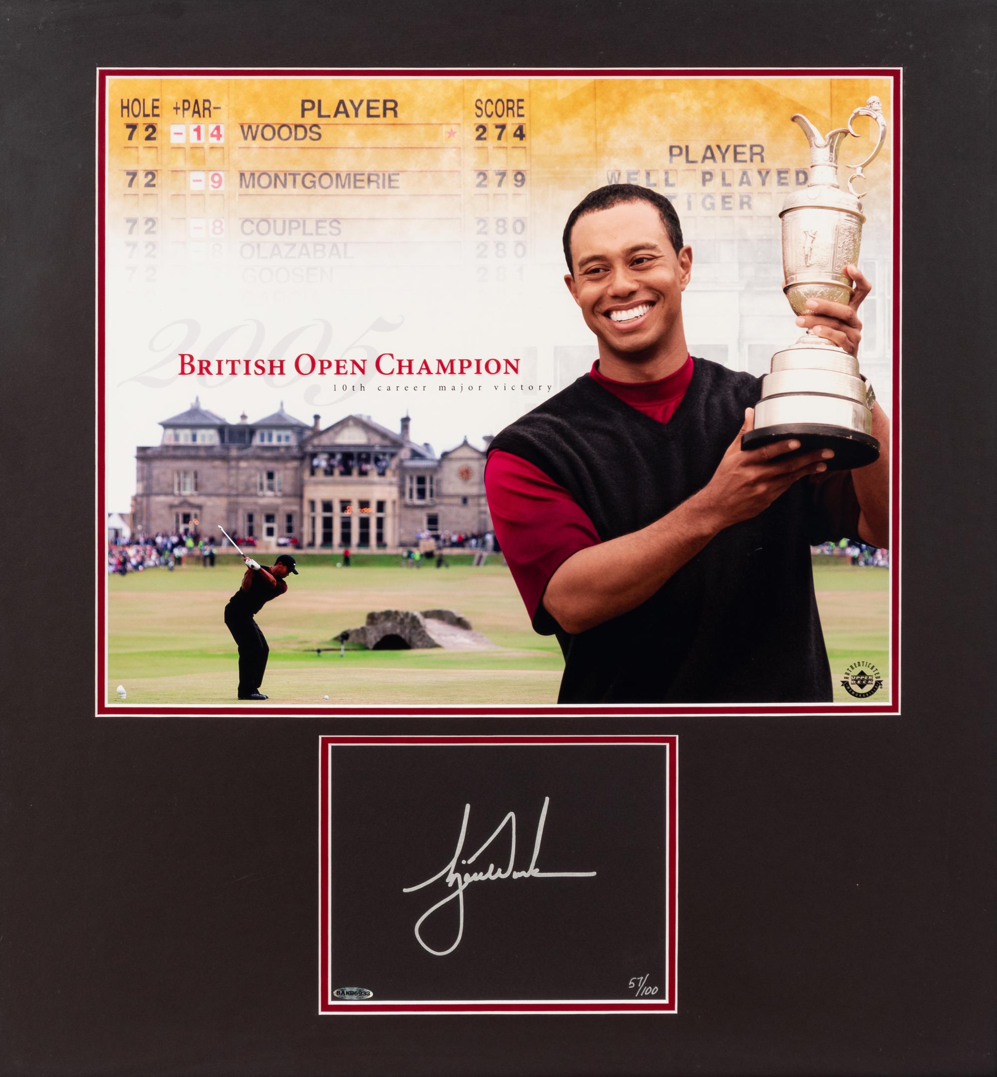 A Tiger Woods 2005 British Open Signed Autograph Limited Edition Display (Upper Deck Authenticated),
