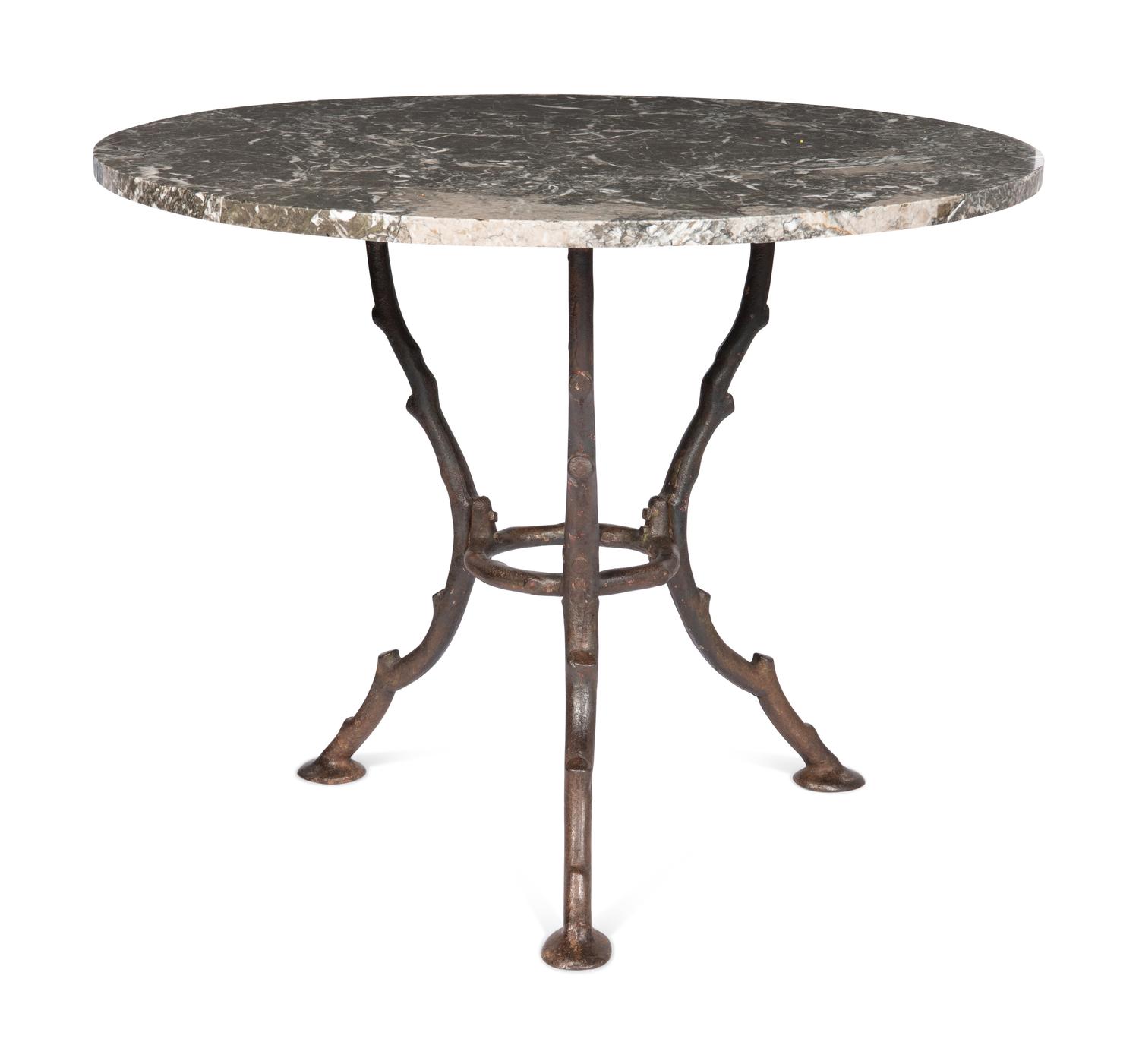 A Cast Iron Marble-Top Table
