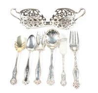 A Group of American Sterling Flatware Articles, Various makers, comprising six ice cream spoons, nine pastry forks, eleven butter sprea