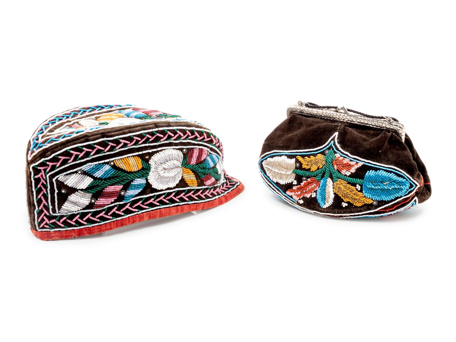 Iroquois Beaded Hat and Purse