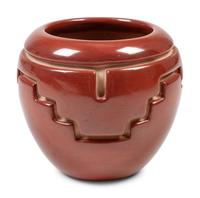 Carved Redware Pottery Jar