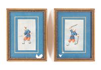 Two Chinese Paintings on Pith Height 6 1/4 x width 4 3/4 inches (each).