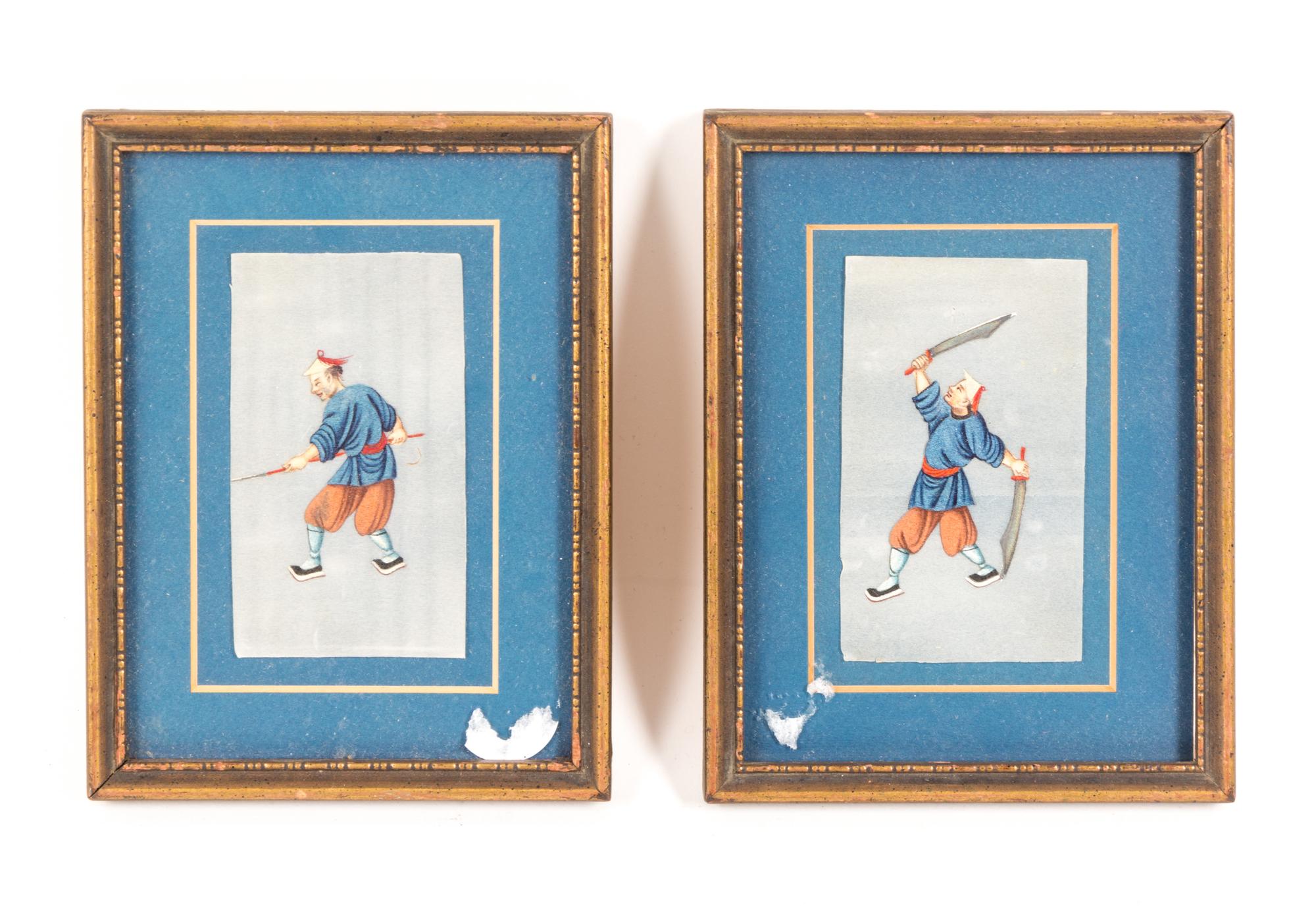 Two Chinese Paintings on Pith Height 6 1/4 x width 4 3/4 inches (each).
