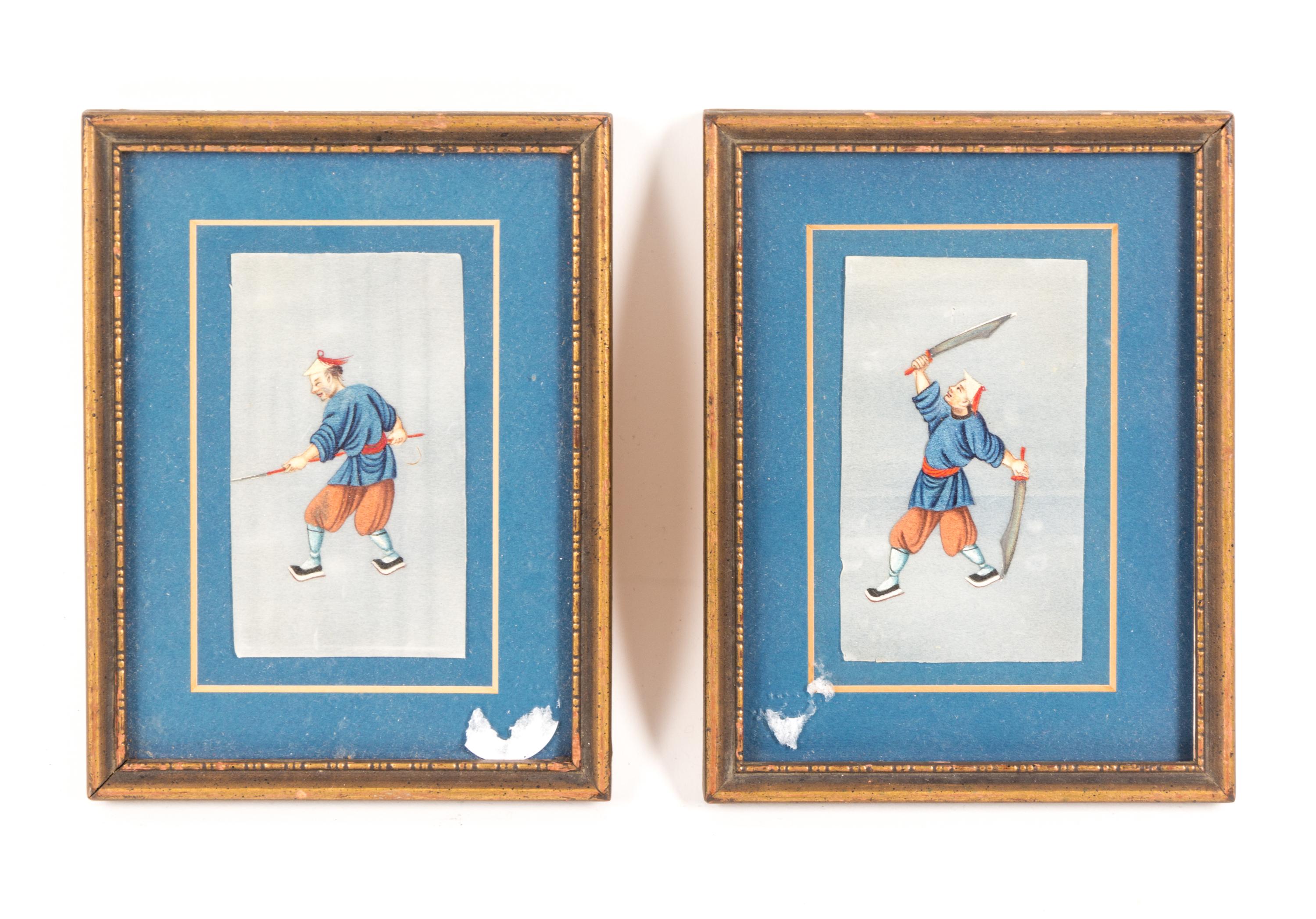 Two Chinese Paintings on Pith Height 6 1/4 x width 4 3/4 inches (each).