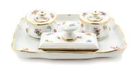 A Meissen Porcelain Desk Set, Width of tray 8 1/2 inches.