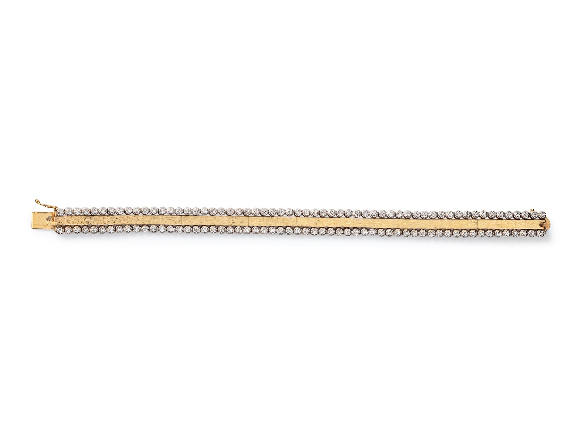 A 14 Karat Bicolor Gold and Diamond Bracelet,
