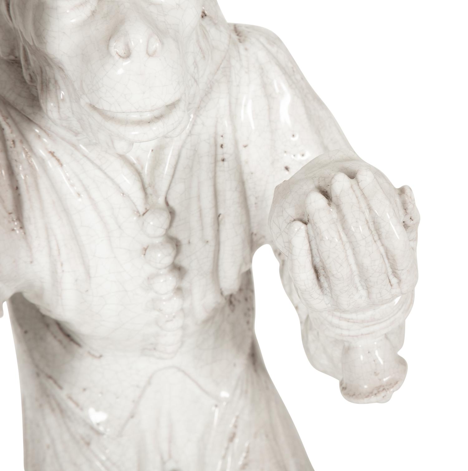 An Italian Glazed Terra Cotta Monkey Sculpture