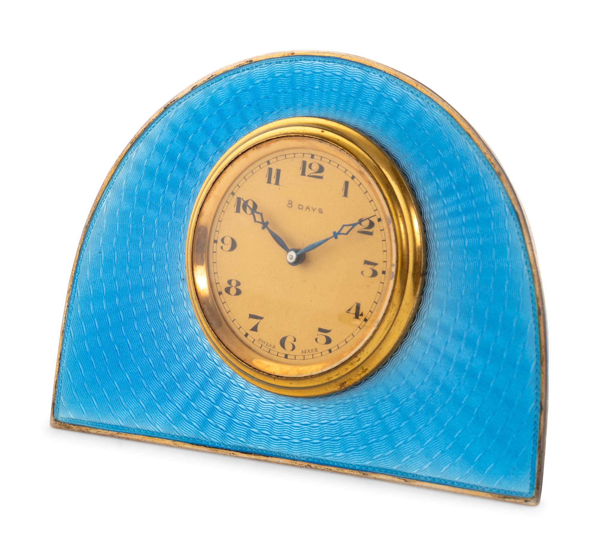 An English Enameled Silver Table Clock