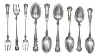 A Group of American Silver Flatware Articles, Gorham Mfg. Co., Providence, RI, comprising seven cocktail forks and three teaspoons in t