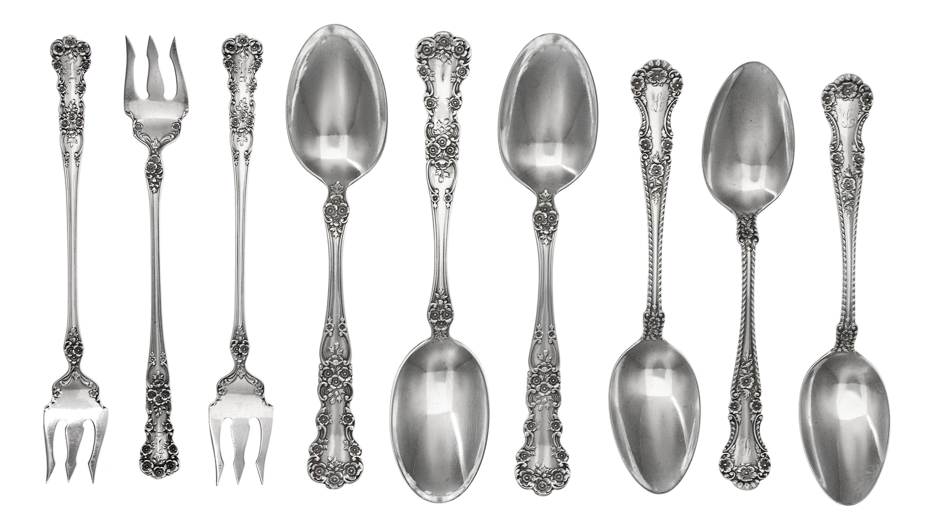 A Group of American Silver Flatware Articles, Gorham Mfg. Co., Providence, RI, comprising seven cocktail forks and three teaspoons in t