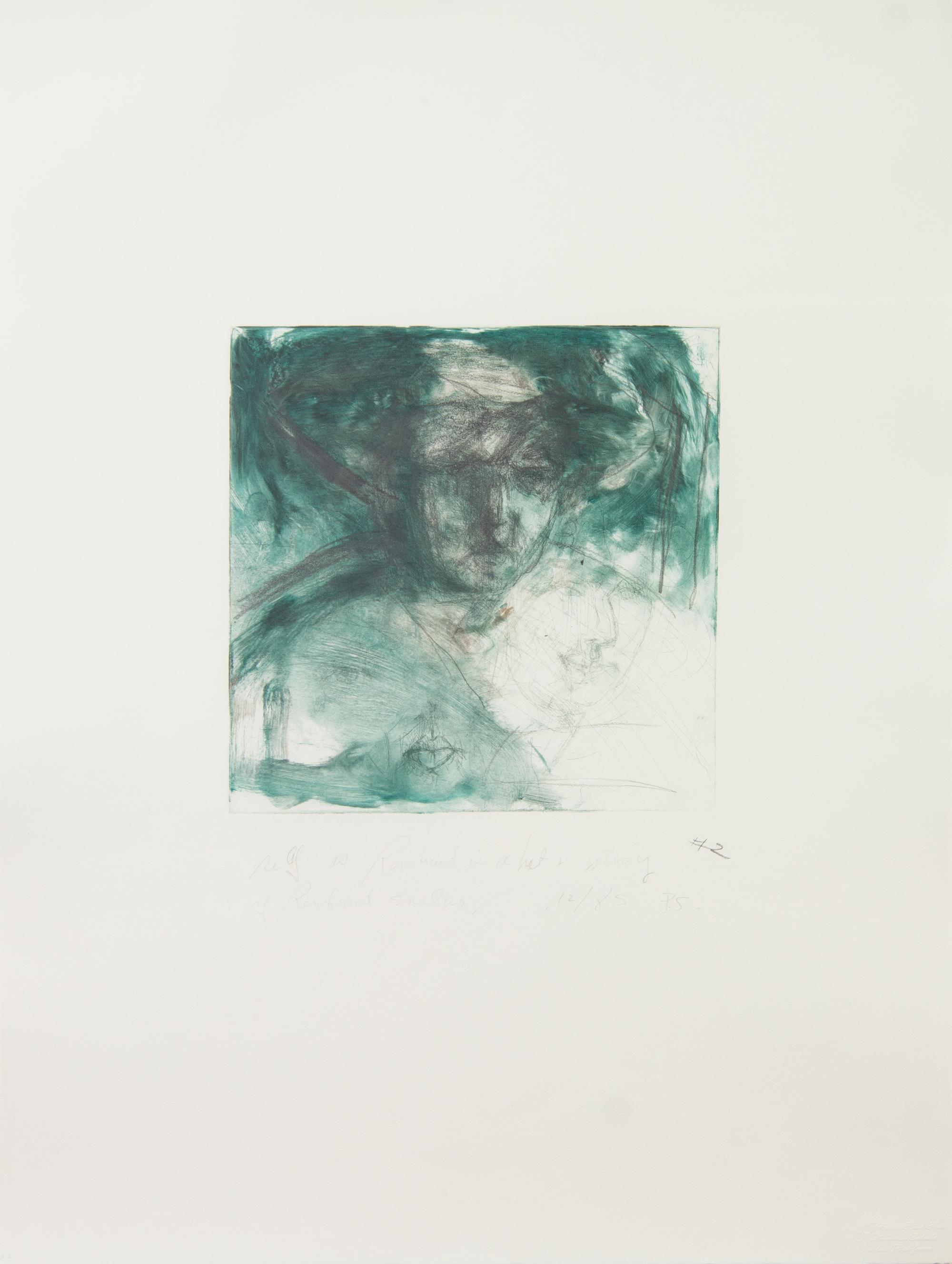 Pat Steir, (American, b. 1938), Self After Self (Self as Rembrandt in a Hat and Study of Rembrandt Smiling), 1985