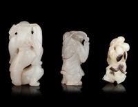 Six Chinese Pale Celadon Jade Figures