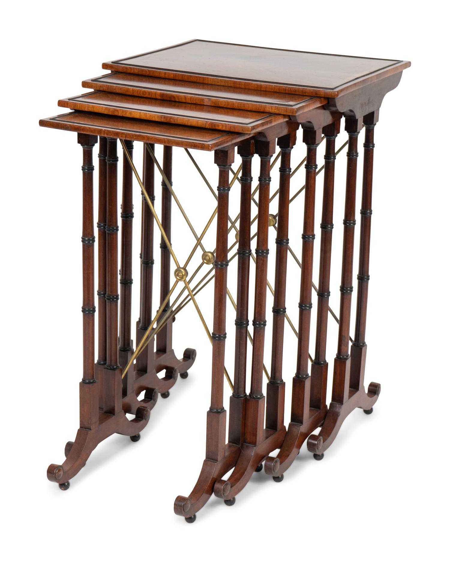 A Regency Cross-banded Rosewood Nest of Four Tables — 19TH CENTURY