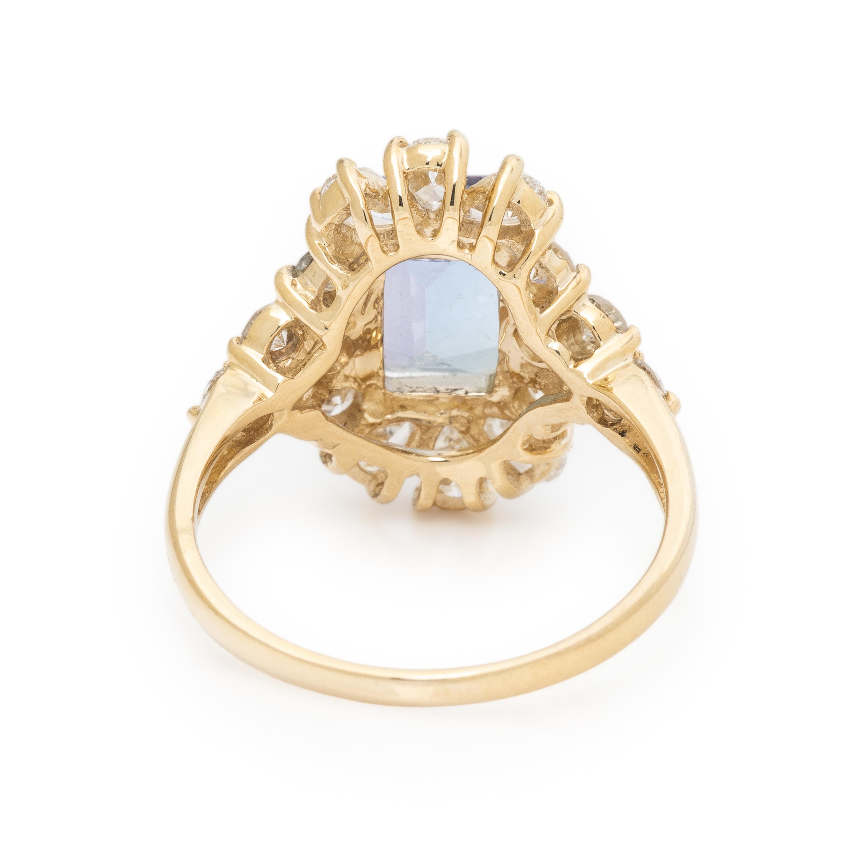 Tanzanite, Diamond, and Yellow Gold Ring
