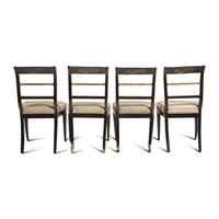 A Set of Four Classical Painted and Stenciled Klismos Side Chairs