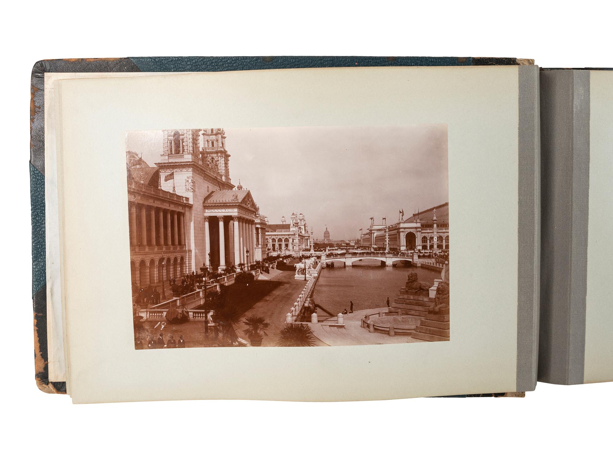 [WORLD'S FAIR]. GOLSEN, Ralph J., photographer. Photo album and souvenir map for the 1893 Chicago World's Columbian Exposition.