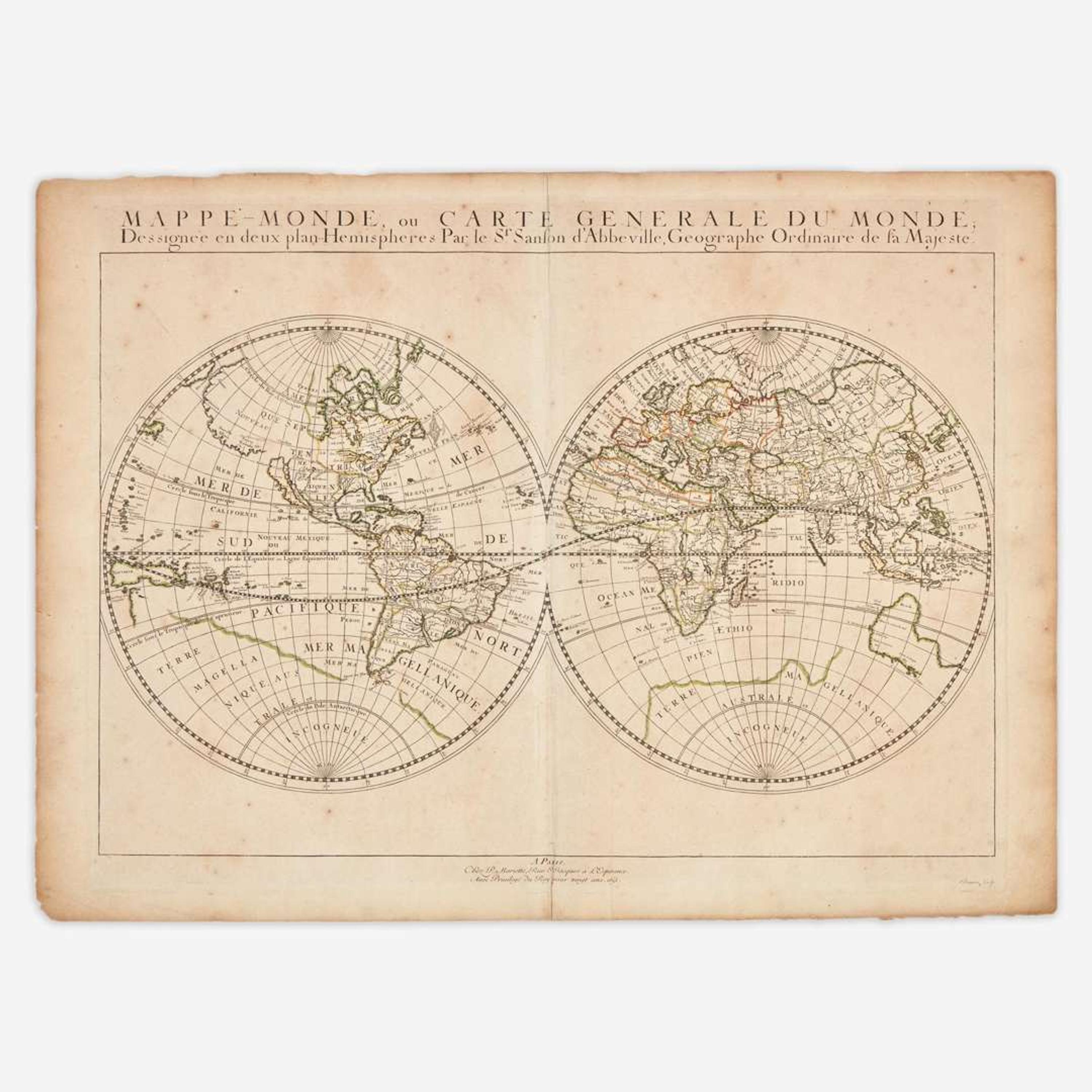 [Maps & Atlases] (Sanson, Nicolas) Mappe-Monde, ou Carte Generale du Monde, dessignee en deux plan-hemispheres...