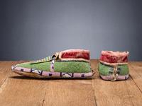 Fort Peck Assiniboine-Sioux Beaded Hide Moccasins