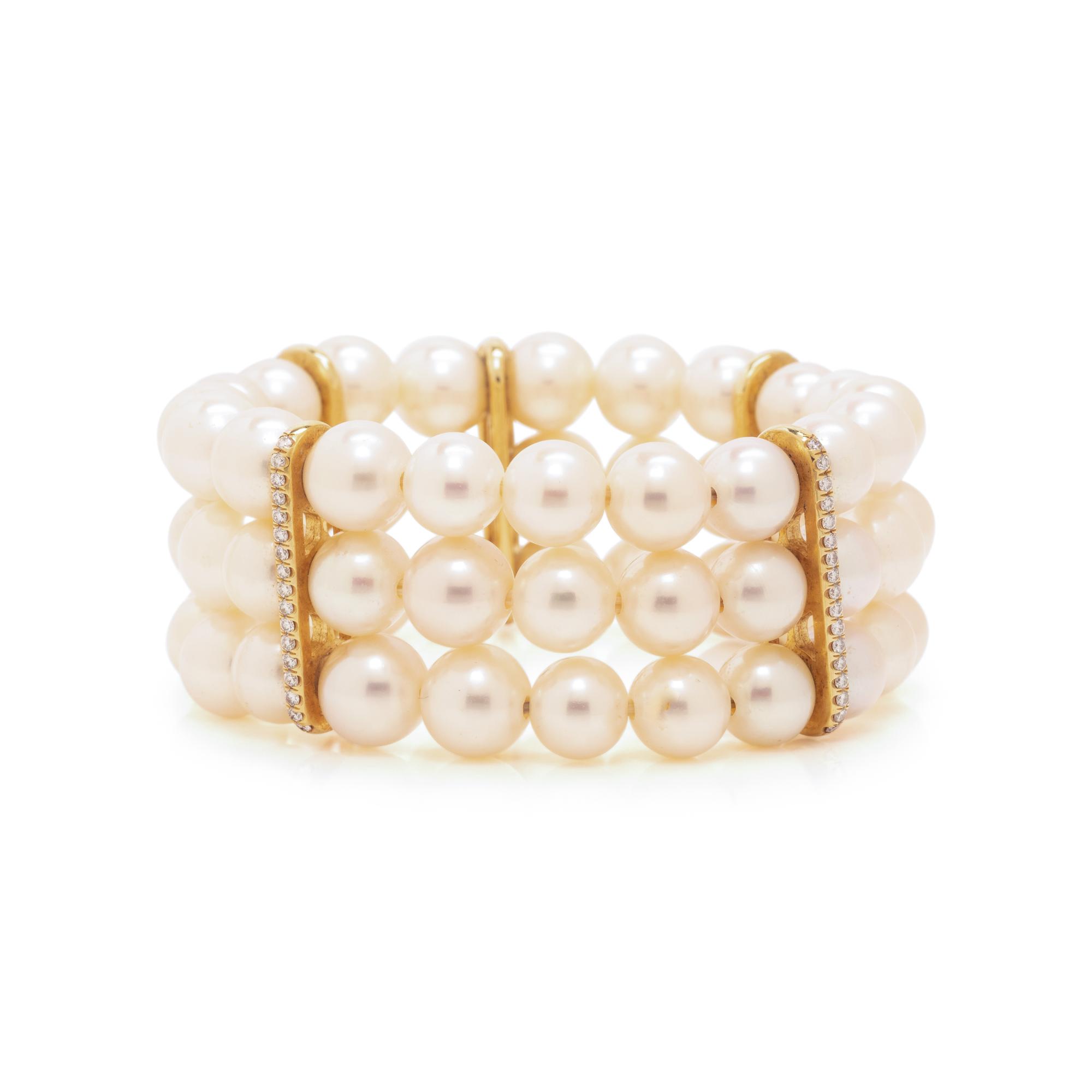 ASPERY & GULDAG, CULTURED PEARL AND DIAMOND BRACELET