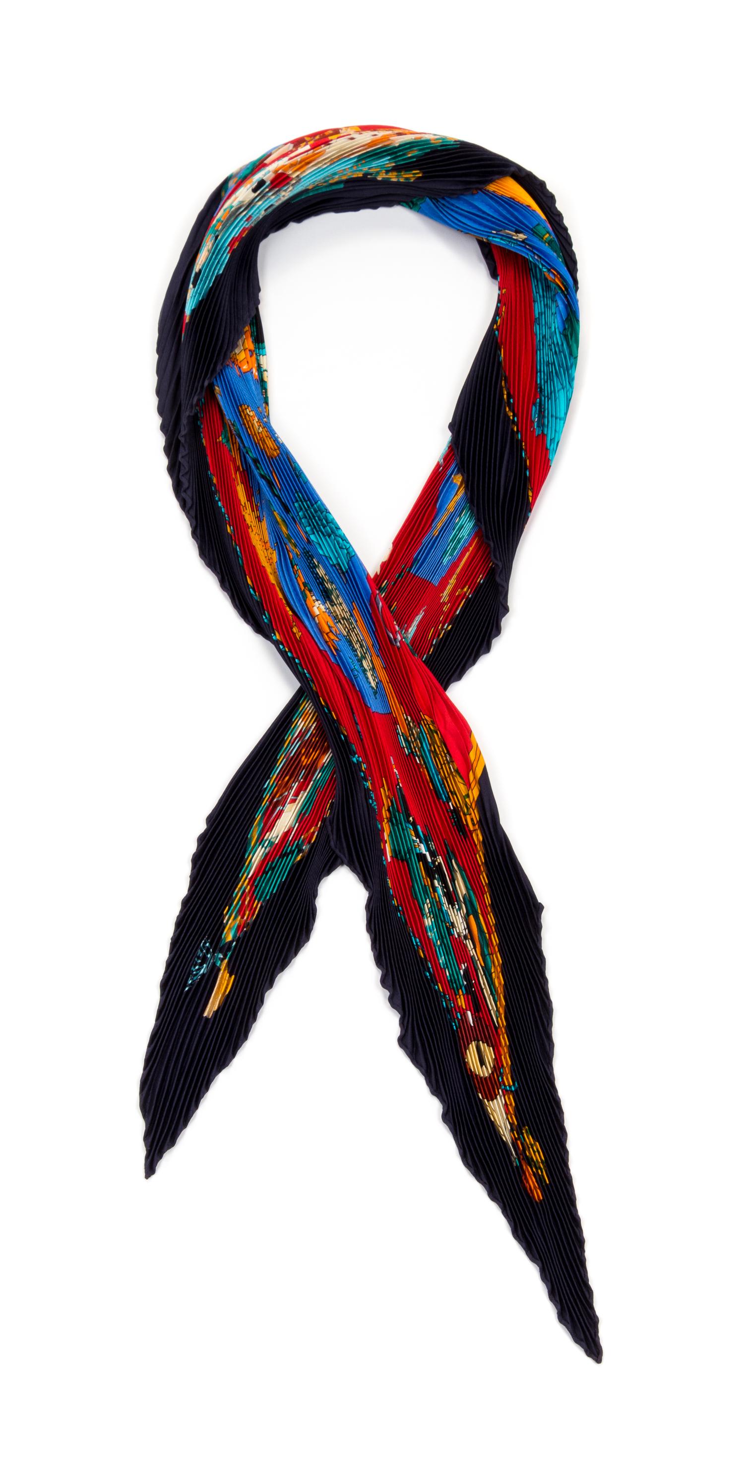 An Hermès Plissé Silk Scarf, 36" x 36".