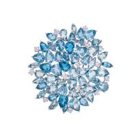 OLGA TRITT, AQUAMARINE AND DIAMOND BROOCH