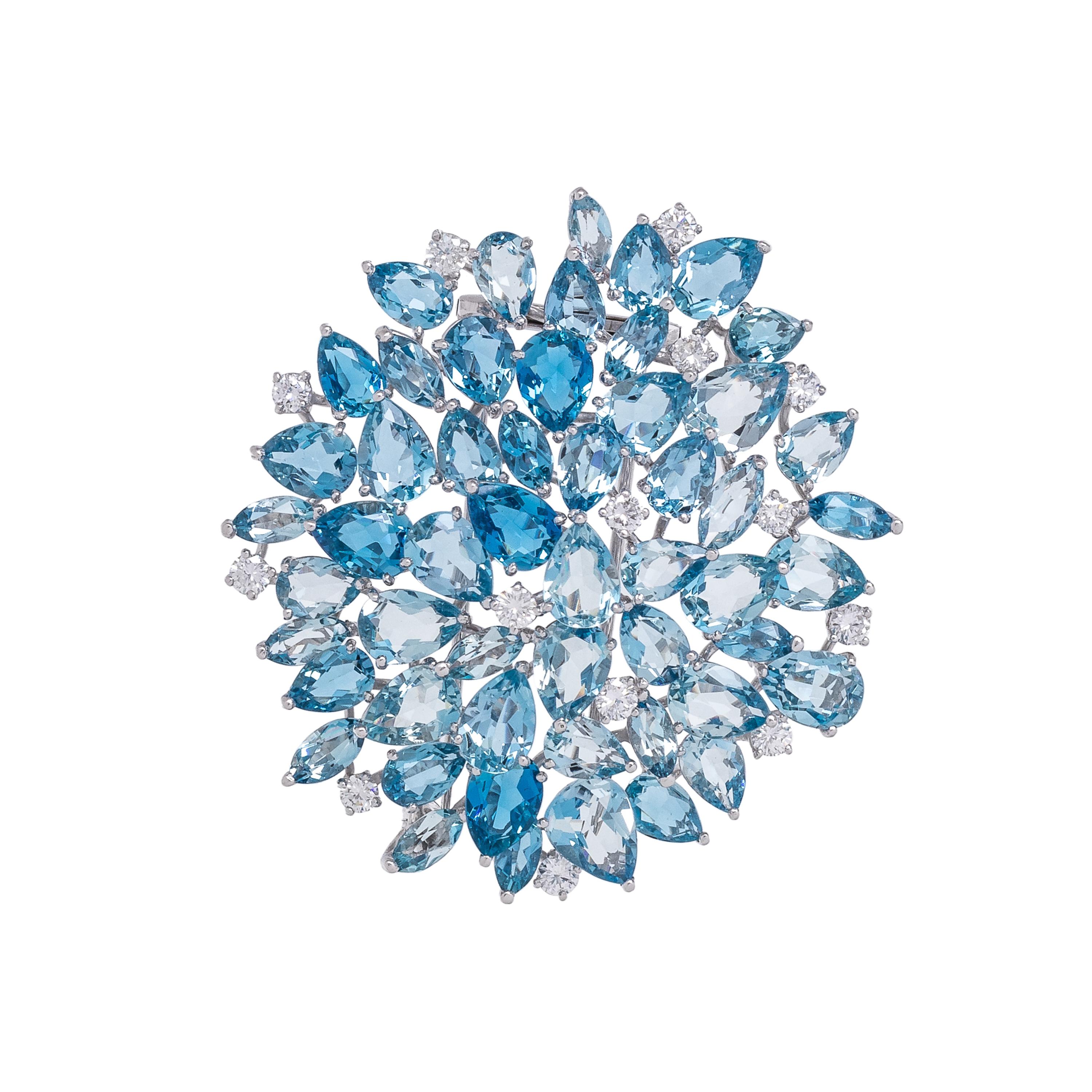 OLGA TRITT, AQUAMARINE AND DIAMOND BROOCH