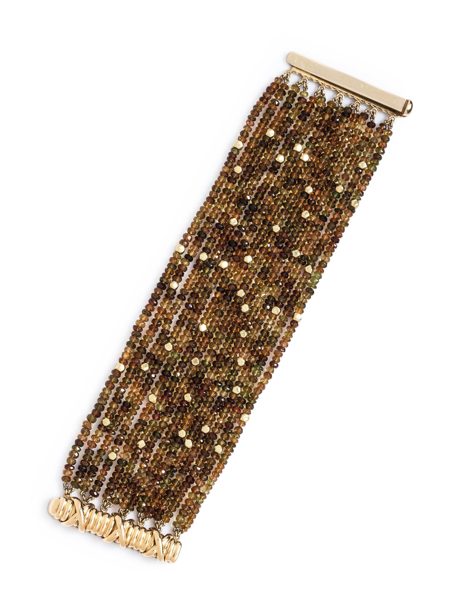 An 18 Karat Yellow Gold, Citrine and Peridot Multistrand Bead Bracelet, Verdura,