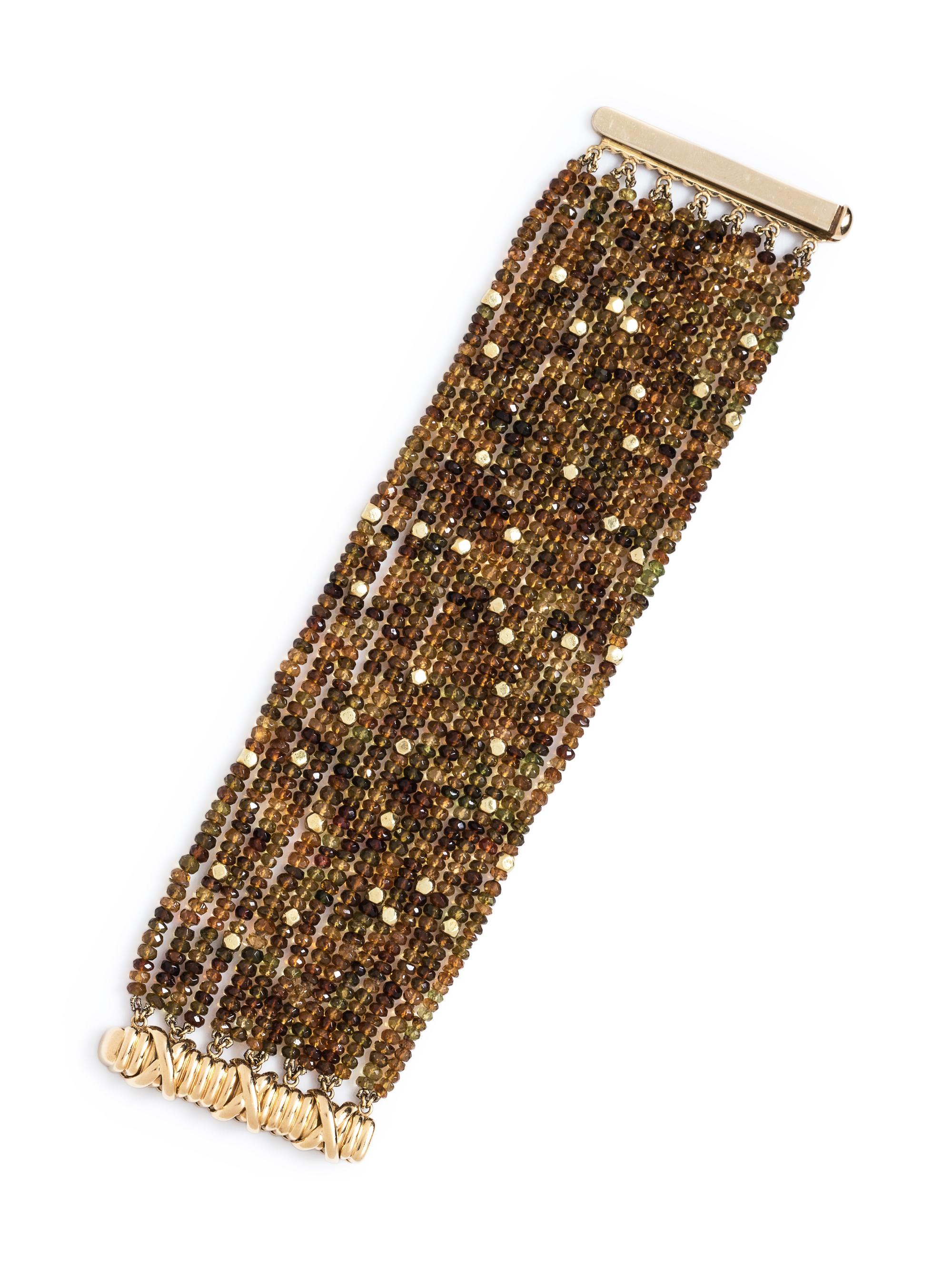 An 18 Karat Yellow Gold, Citrine and Peridot Multistrand Bead Bracelet, Verdura,