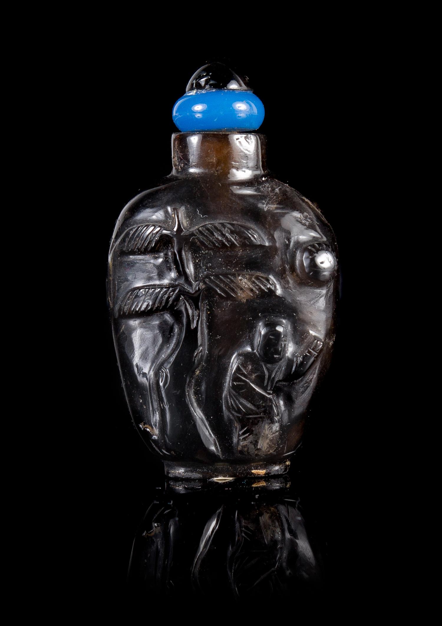 A Smokey Quartz Snuff Bottle Height 3 inches.