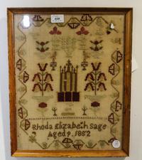 An American Framed Sampler 16 5/8 x 13 inches. — MID 19TH CENTURY