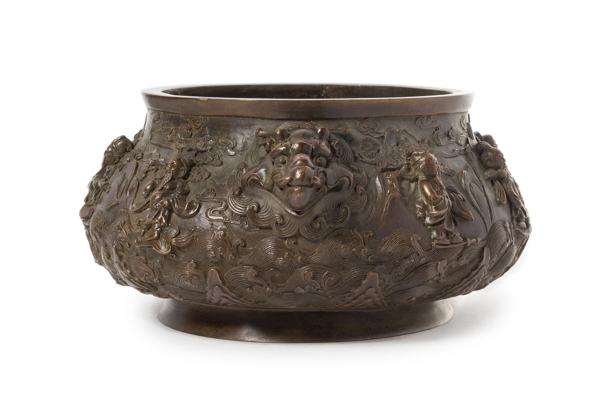 A Bronze 'Eight Immortals' Incense Burner