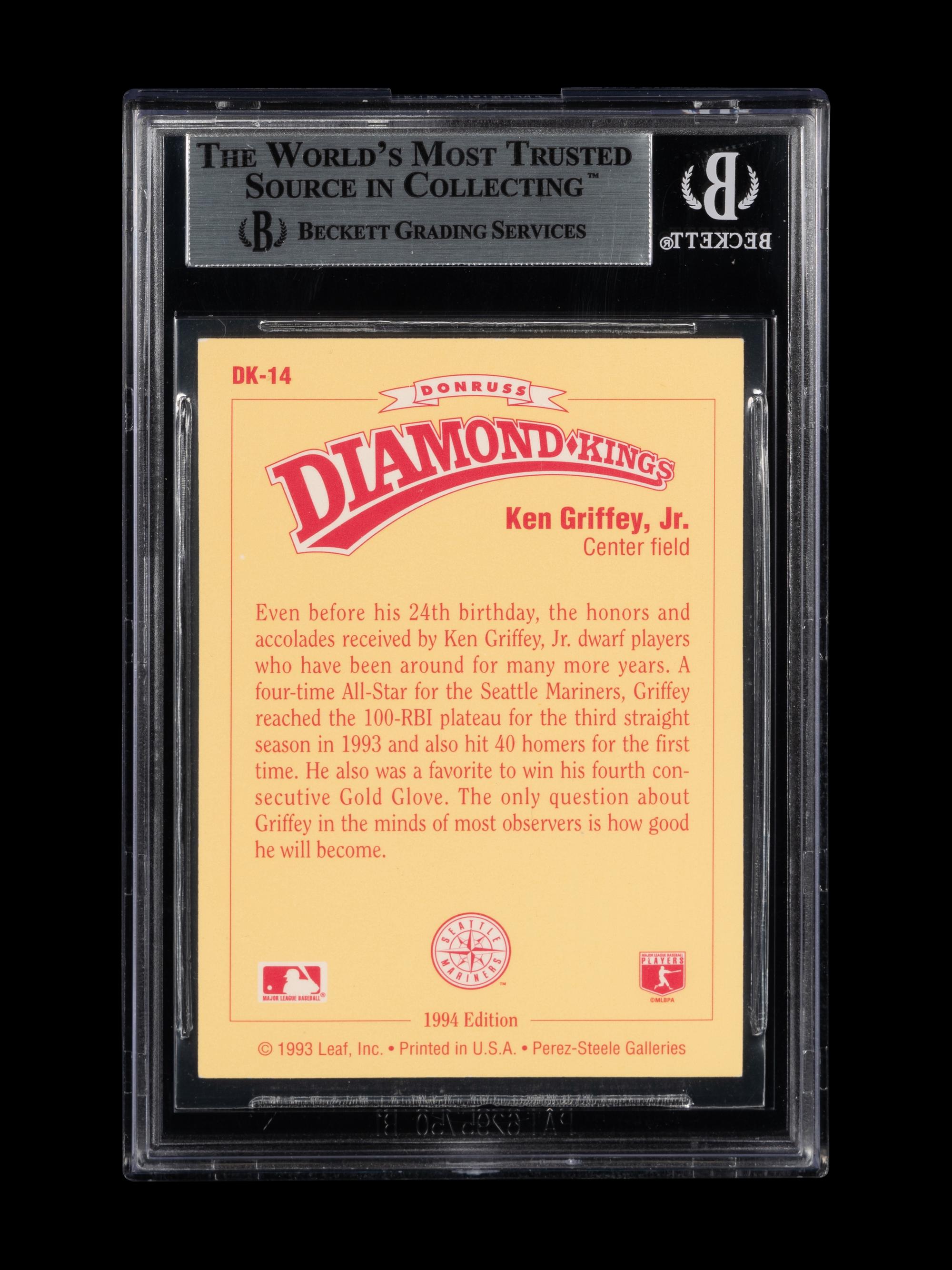 A 1994 Donruss Diamond Kings Ken Griffey Jr. Signed Autograph Baseball Card No. DK-14 (Beckett Authentication Services BAS Certified)