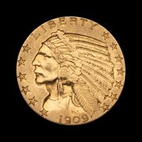 A 1909-D Indian Head $5 Gold Coin